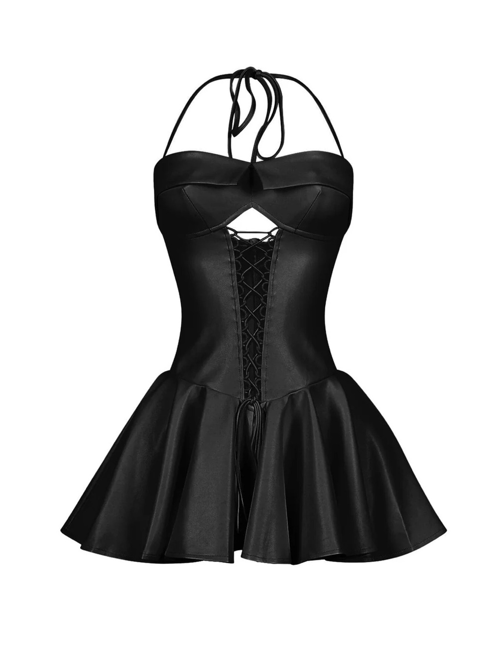 NWT edge Allison Faux Leather Corset Mini Dress S
